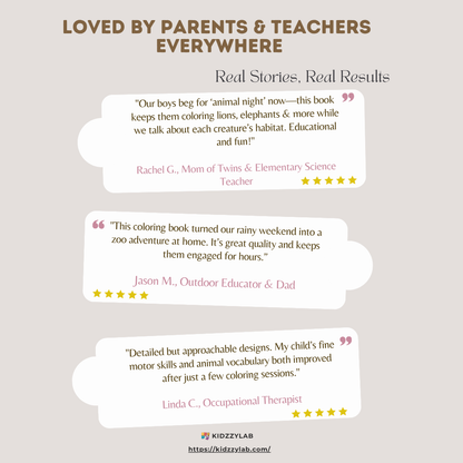 Reviews of a coloring book for parents and teachers on a light gray background