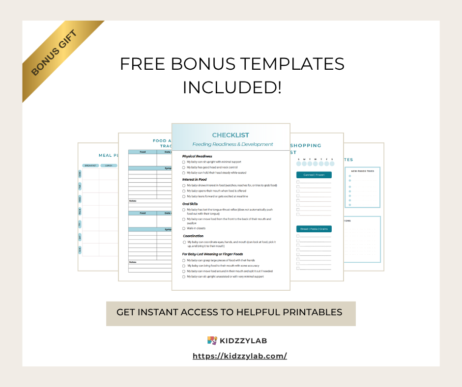 Visual preview of bonus printable templates like meal planner and grocery list