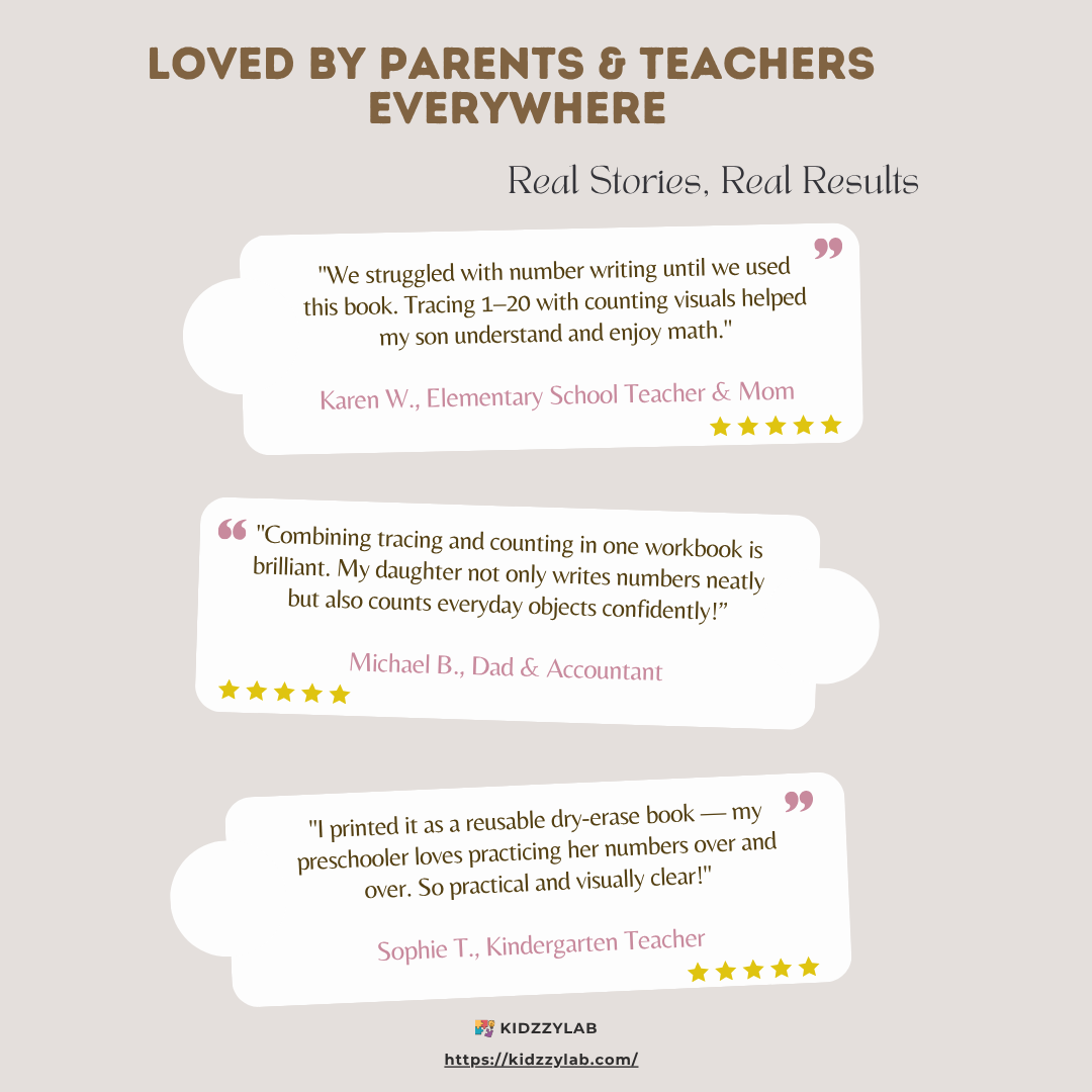 Reviews of a educational product on a light gray background