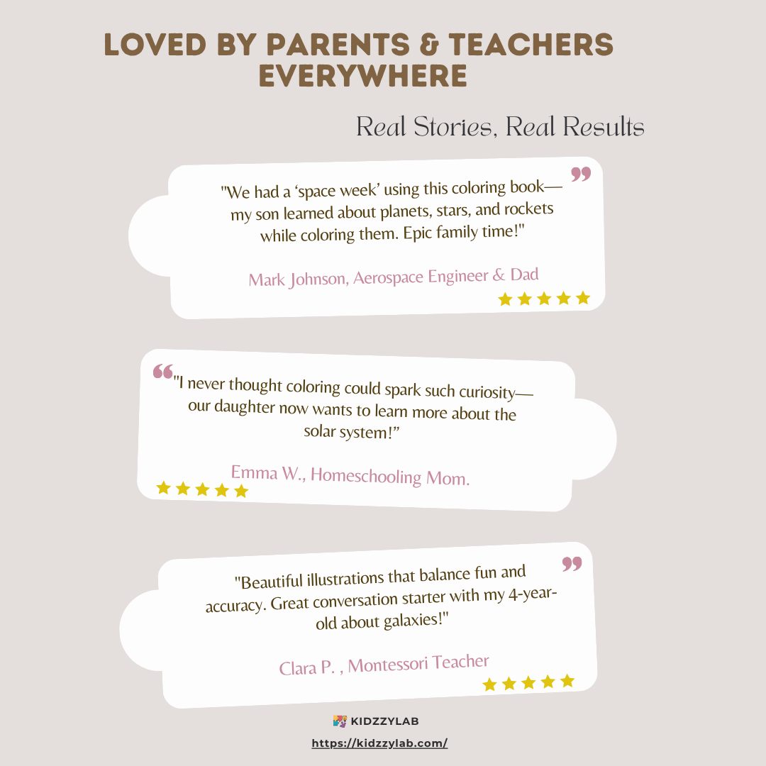 Reviews of a coloring book for parents and teachers on a light gray background