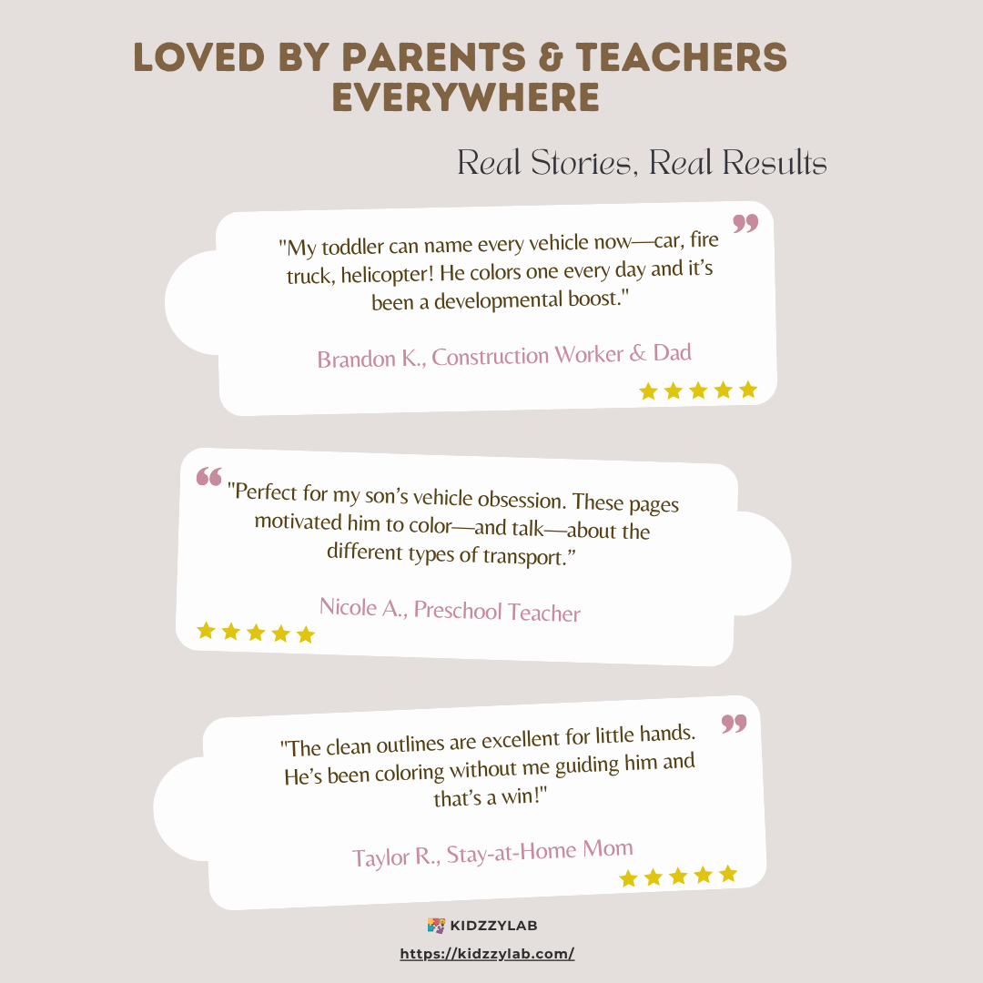 Reviews from parents and teachers praising a product for its effectiveness.