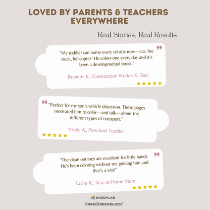 Reviews from parents and teachers praising a product for its effectiveness.