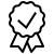 Award icon with a check mark on a white background